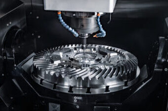 Metalworking CNC milling machine. Cutting metal modern processin